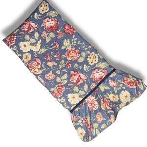 Vintage Waverly Garden Room Floral Ruffled Pillow Sham Blue Pink Yellow Standard